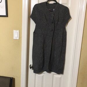 Cozy Gray Knit Cardigan Vest